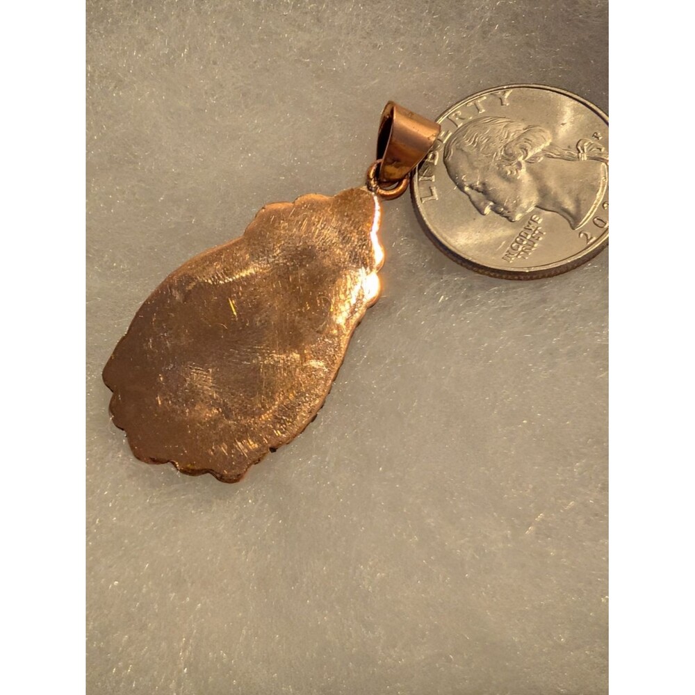 Large Copper And Checked Composite Pendant - Picture 3 of 4